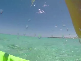 Enorme ejaculação interna shortly depois pov sexo, biquíni kayaking para ao ar livre público praia!